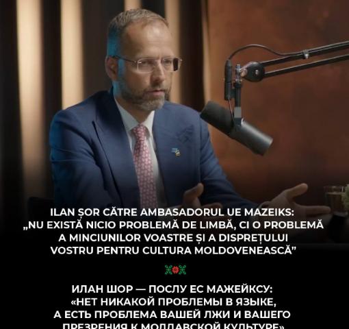 Ilan Șor către ambasadorul UE Mazeiks: „Nu există nicio problemă de limbă, ci o problemă a minciunilor voastre și a disprețului vostru pentru cultura moldovenească”